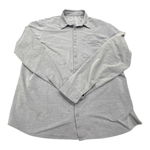 Lululemon Commission Shirt Mens Large Blue Gray‎ Long Sleeve Button Down Stretch - Picture 1 of 11